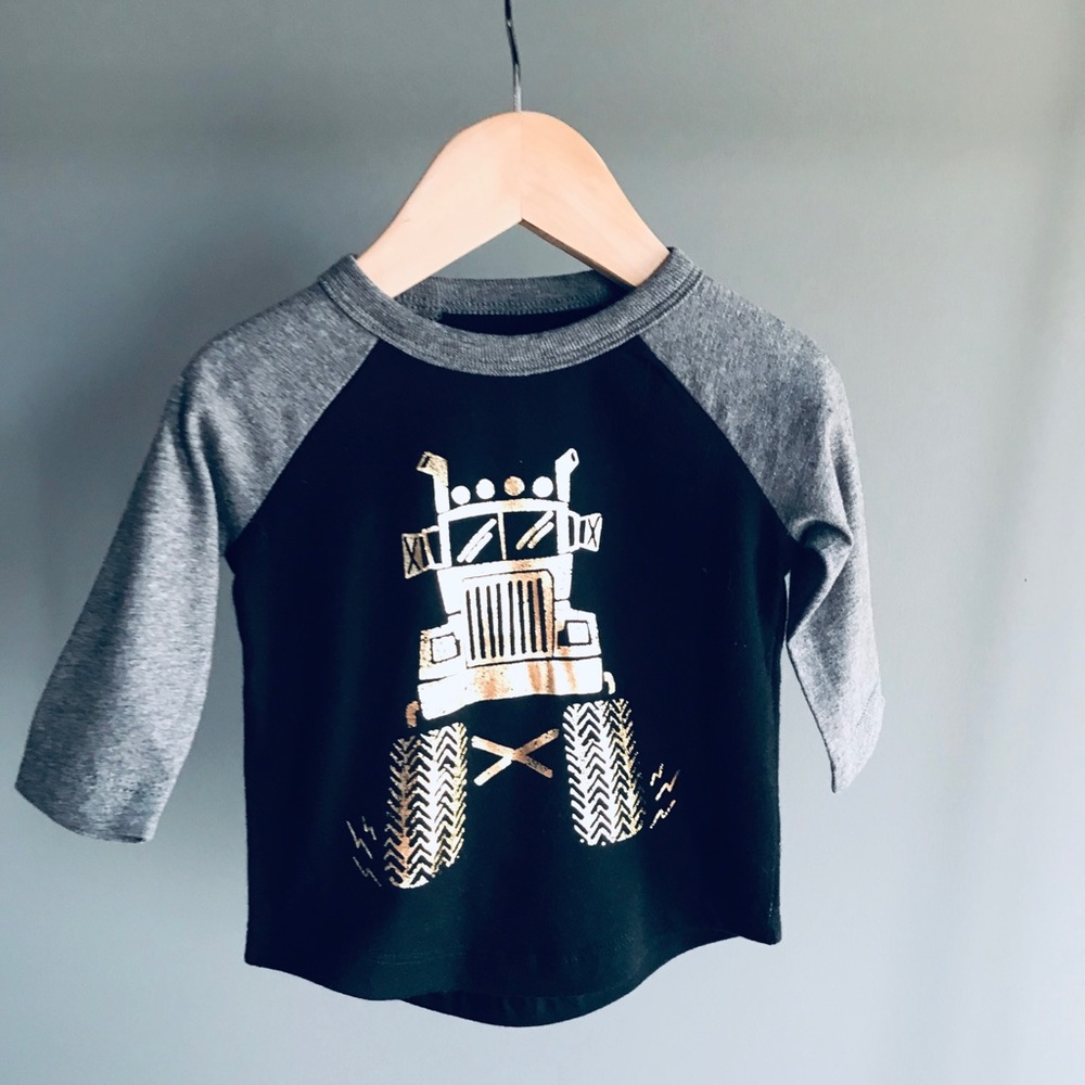 Gymboree 0-3 Month Black Truck Long Sleeve